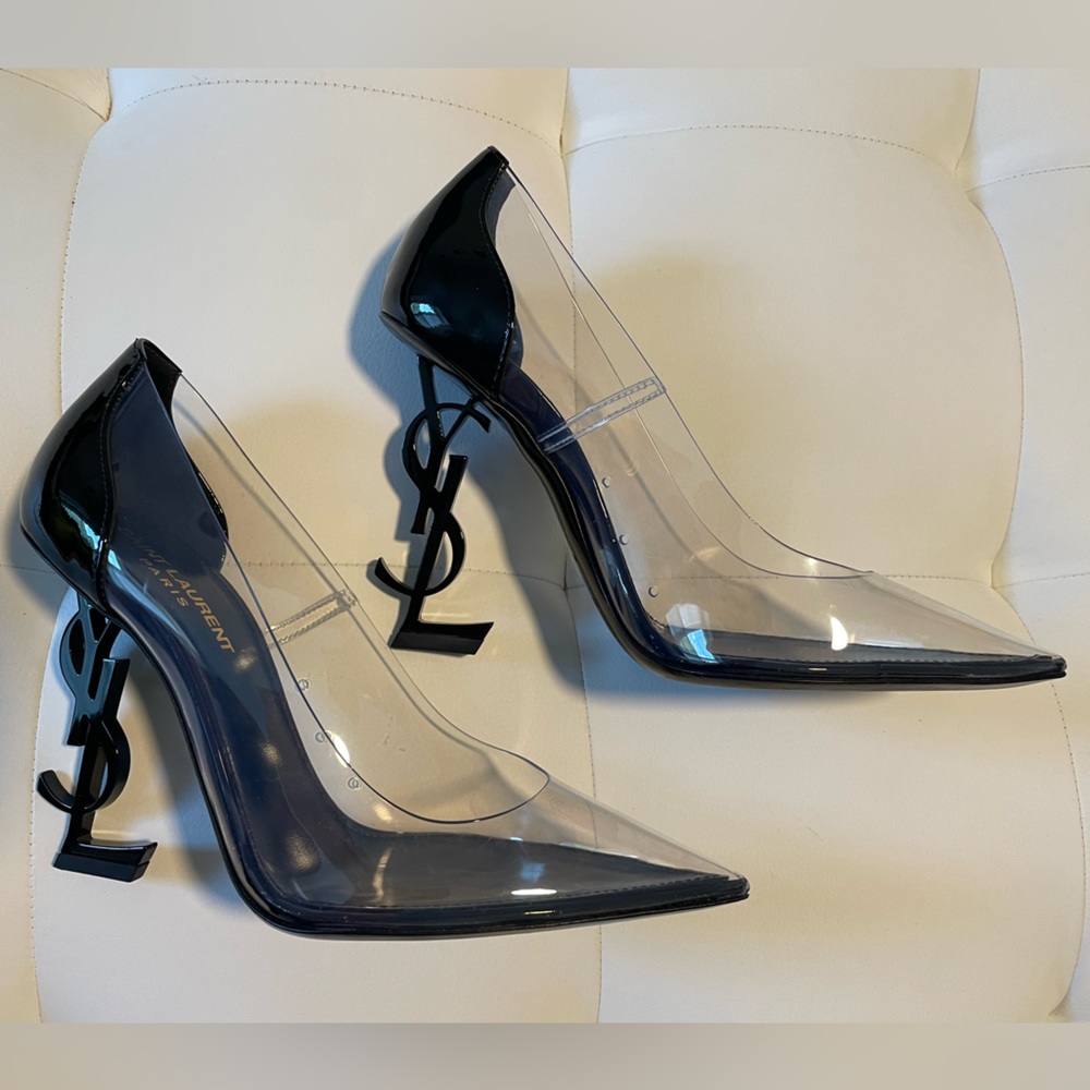 Sold Yves Saint Laurent Opyum Pointed Toe Logo Heel Pumps - Picture 4 of 10